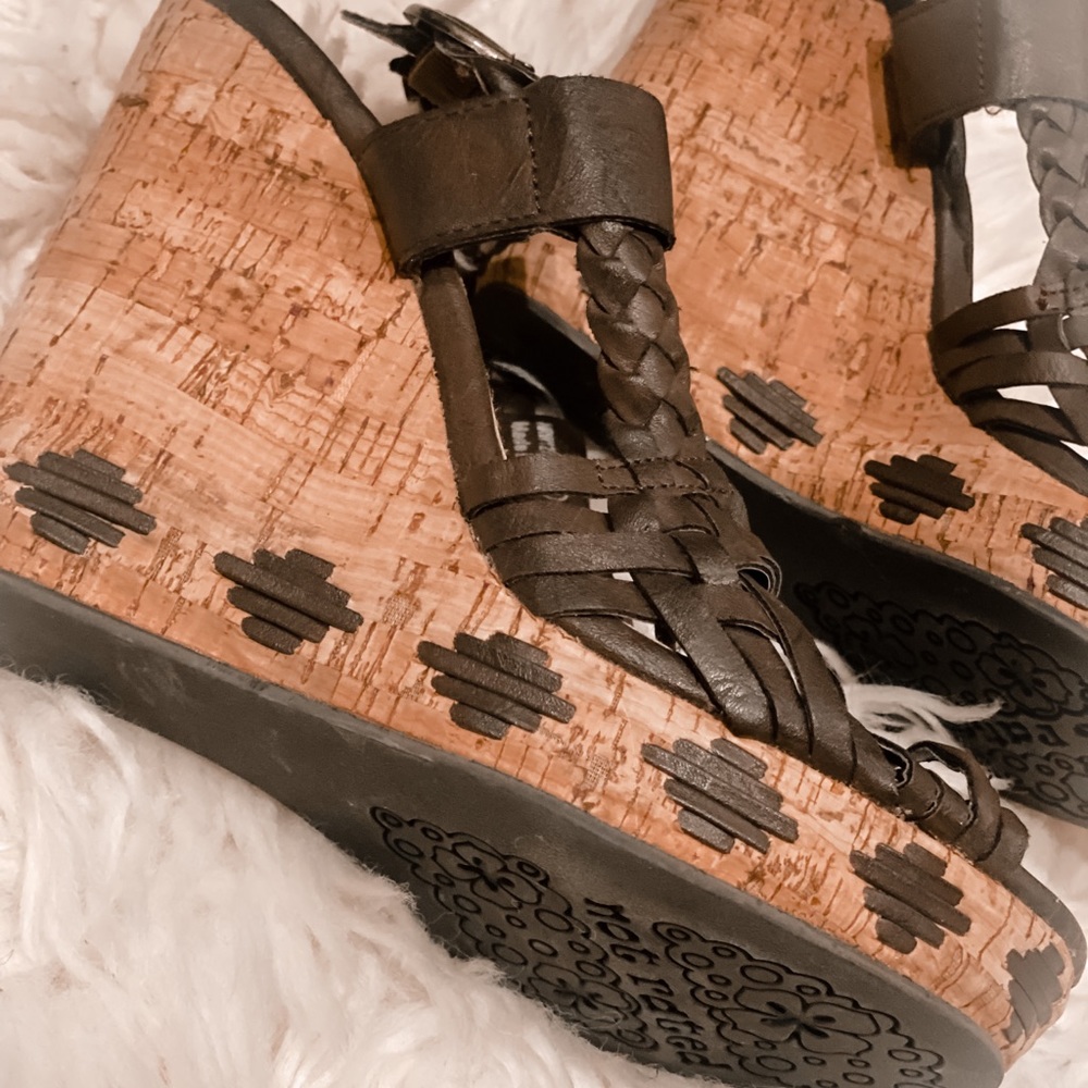Size 8 Not Rated Brown Cork Wedge Sandals